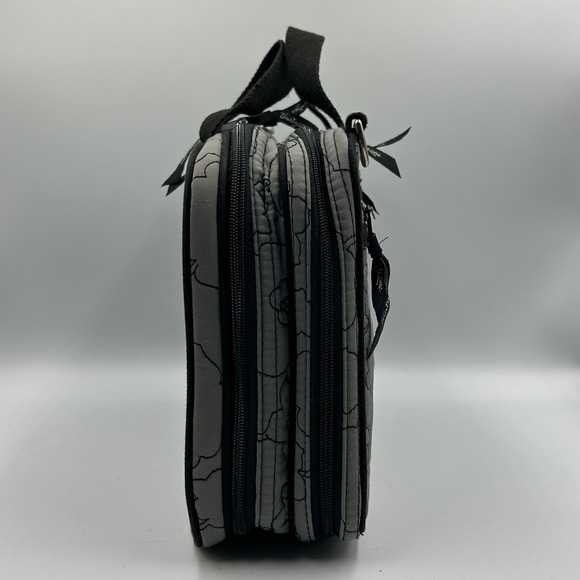 Thirty-One Quilted Floral Print Train Case Cosmetic Makeup Bag Gray, Detachables - Picture 15 of 16